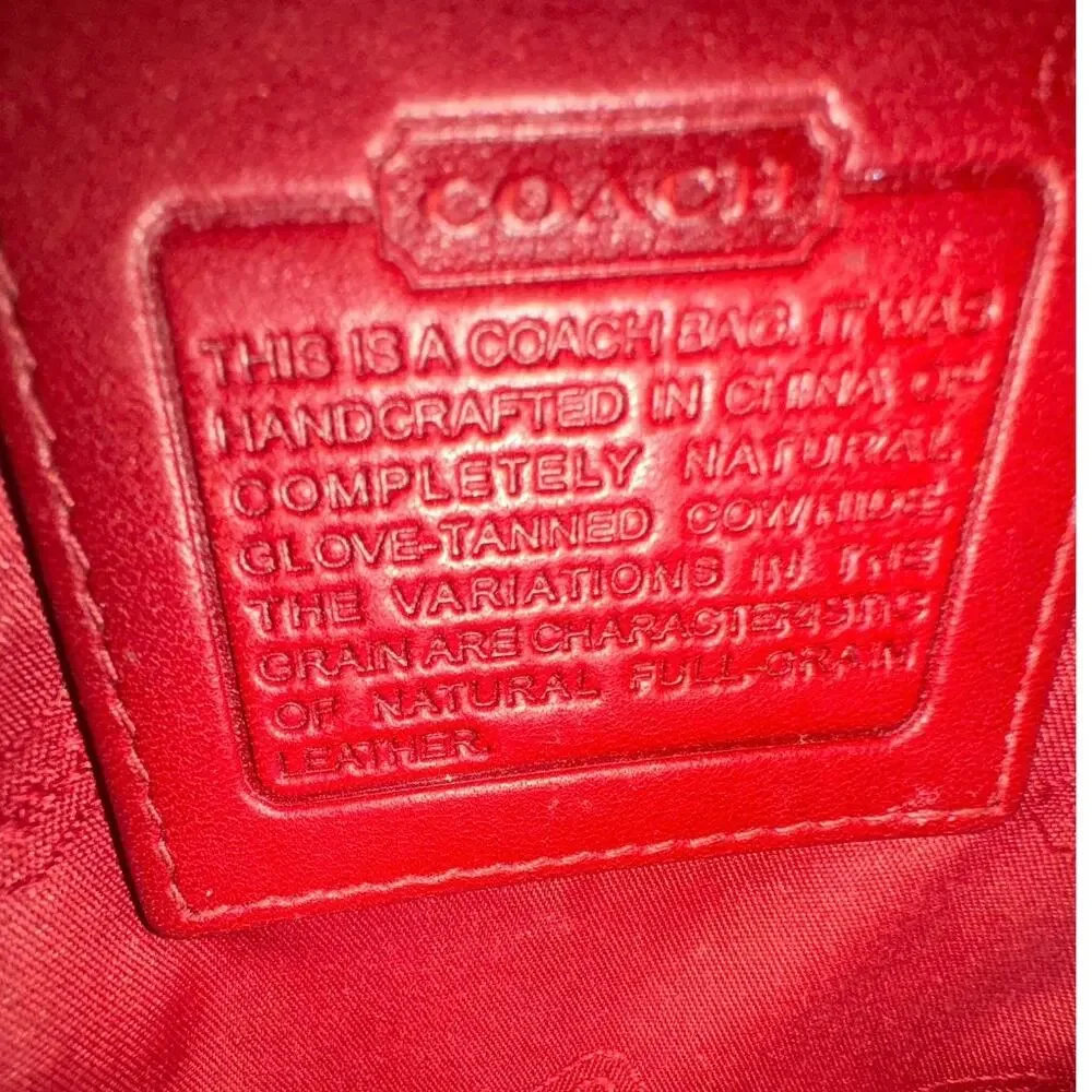 Coach Red Leather Dome Wristlet / Cosmetic Bag